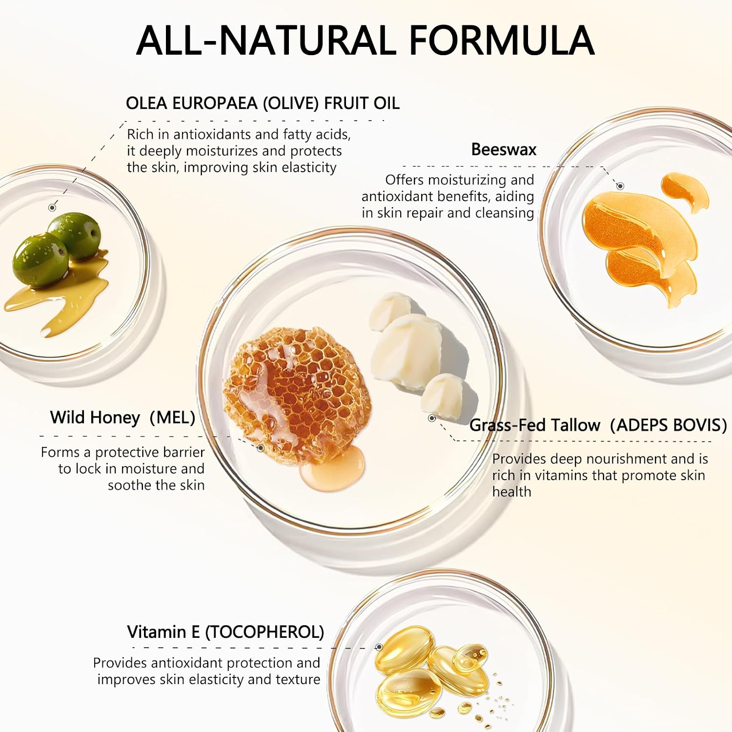 Beef Tallow For Skin - 100% Organic Grass-Fed Beef Tallow Balm With Raw Honey, Natural Whipped Face Moisturizer & Body Butter For Dry & Sensitive Skin, Non-Greasy (Unscented, 50G/1.76Oz)