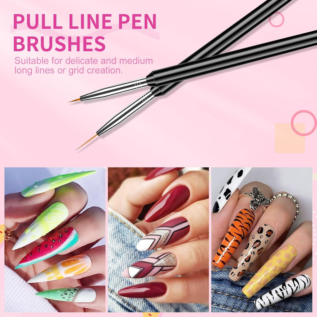 SAVILAND Nail Art Brushes Set - 6pcs Double-End Nail Art Tools Professional Nail Art Kit Dotting Tools Line Pen Painting Brushes for Gel Polish Nail Design French Manicure