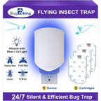 Flying Insect Trap, Plug-In Uv Light For Gnats, Fruit Flies And Houseflies, Silent Sticky Catcher For Indoor Use, 1 Device & 3 Refills