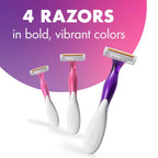 BIC Soleil 3 Scented Women's Disposable 3-Blade Razors, Moisture Strip with Vitamin E and Lavender Scented Handles, 4-Pack
