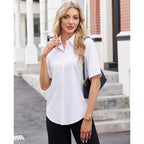 Gleeivy Women'S Short Sleeve Button Up Shirt Collared Fitted Wrinkle Free Blouse Stain Shield Professional Business Top