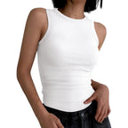 Womens Sleeveless High Neck Tank Tops Fashion Summer Casual Basic Slim Fit Ribbed Racerback Top Shirt Clothes