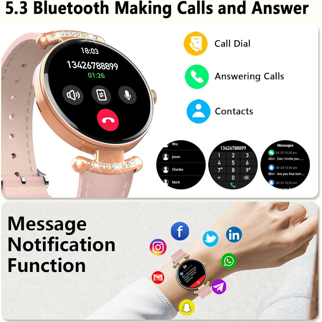 Smart Watches for Women,Answer/Make Call,1.32" AMOLED Ultra-Clear Screen Women Watch with Heart Rate,Sleep Monitor, Fitness Watch for Samsung/Android/iOS,100+ Sports Mode,3ATM Waterproof