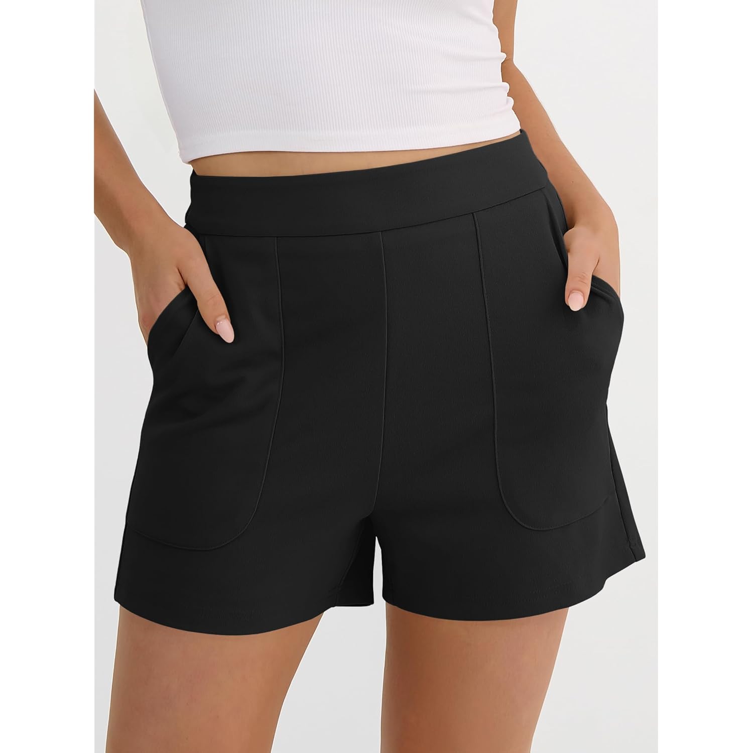 Shorts for Women Summer Casual Elastic High Waist Lounge Comfy Dress Shorts with Pockets 2026 Beach Vacation Clothes