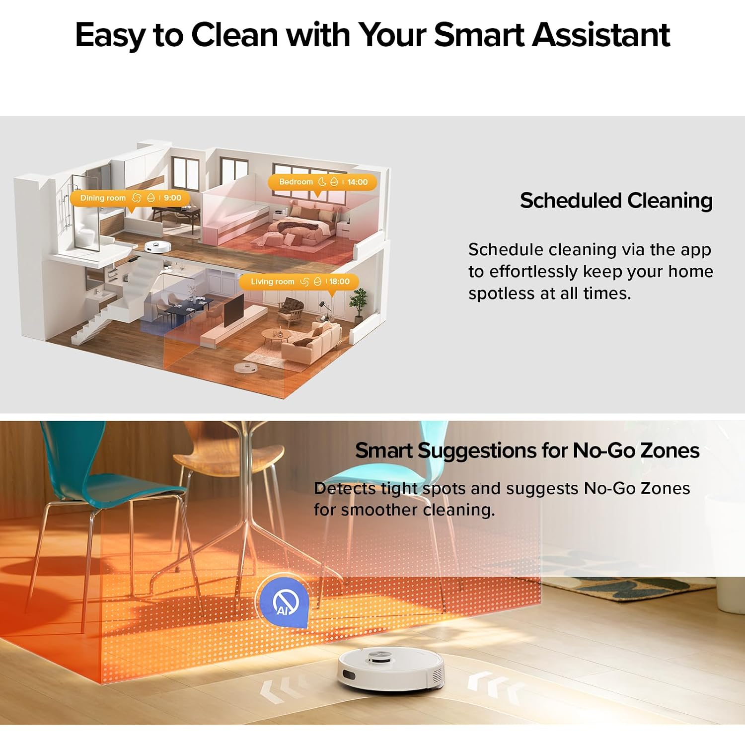 Roborock Q7 M5+ Robot Vacuum And Mop, Up To 7-9 Weeks Self-Empty, 10000Pa | Upgraded From Q5 Max+, Dual Anti-Tangle System For Pet Hair & Carpet, Precisense Lidar Navigation, App Control, White