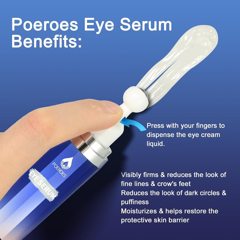 Eye Serum With 8% Caffeine & 8% Retinol, Under Eye Cream With Hyaluronic Acid, Niacinamide & Peptides, 360° Cooling Roller For Dark Circles, Puffiness, Fine Lines & Wrinkles, 0.5 Fl Oz