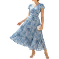 Grace Karin 2026 Women Summer Dress,Maxi Short Sleeve Floral Dresses,Semi Formal Flowy Wedding Guest Dress With Pocket