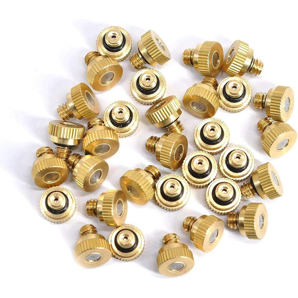 50Pcs Brass Mister Nozzles, 0.012" Misting Tips For Outdoor Cooling | 0.3Mm Orifice, 10/24 Unc Thread, Replacement Heads For Patio Misting System, High Pressure Water Mister Parts