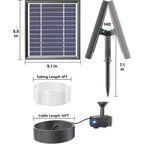 Biling Solar Fountain For Bird Bath, Solar Panel Kit Outdoor Solar Water Pump With 4Ft Tubing For Hummingbird Bath, Small Pond And Fish Tank
