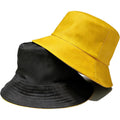 Bucket Hat for Men and Women 2-in-1 Reversible Sun Protection Fashion Flat Top Cap for Fishing Travel Beach Sports Yellow-black