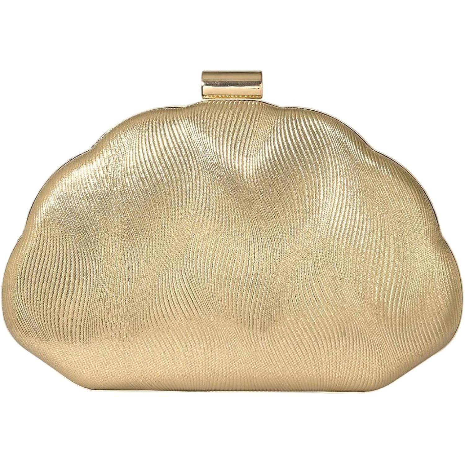 Milumia Women'S Metallic Shell Clutch Purse Cocktail Wedding Guest Evening Handbags With Chain Strap