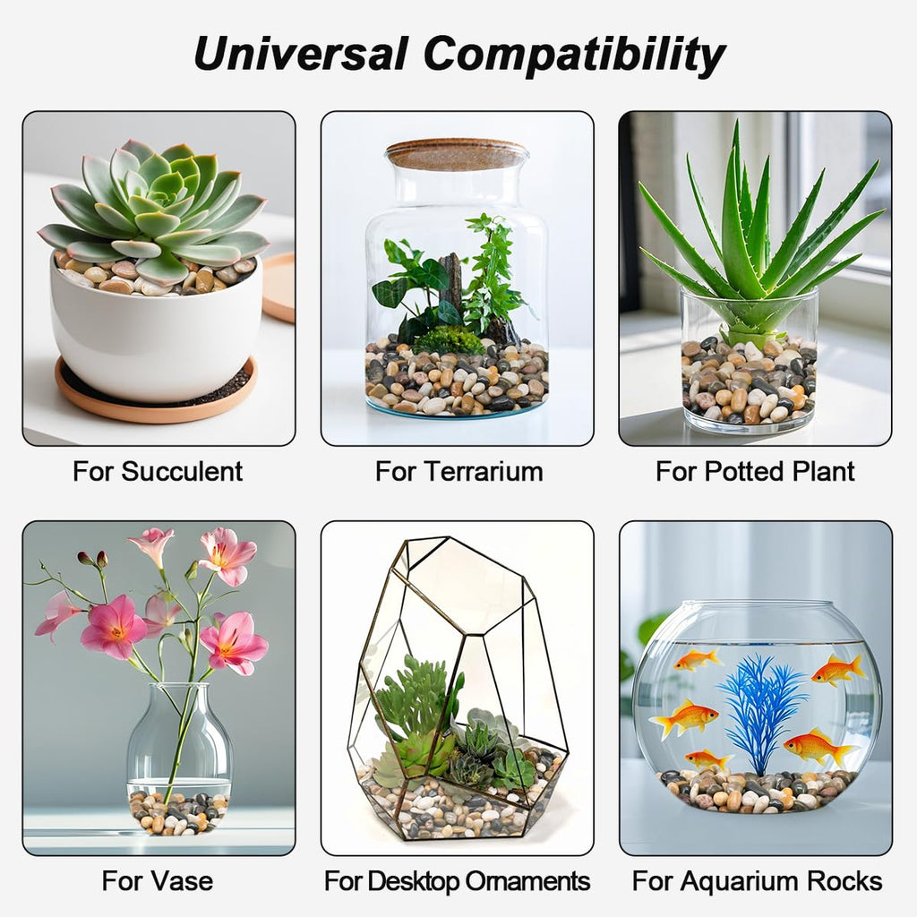 River Rocks, Decorative Ornamental Pebbles,Garden Landscaping Stones | Gravel Filler For Home Decoration Flower Bed Fish Tank Plants Vases Succulents