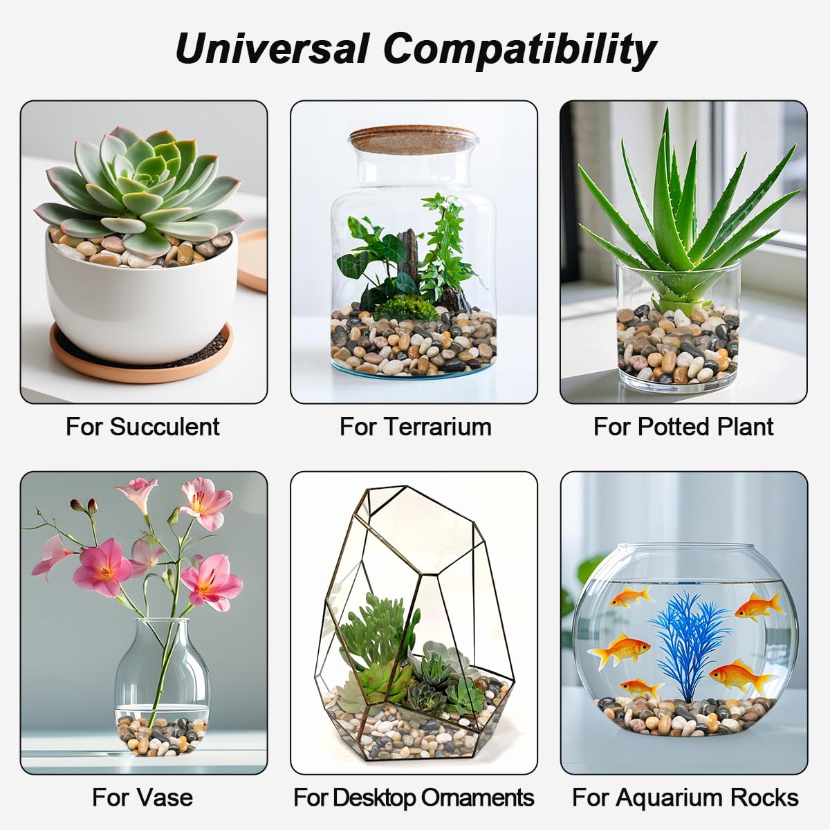 River Rocks, Decorative Ornamental Pebbles,Garden Landscaping Stones | Gravel Filler For Home Decoration Flower Bed Fish Tank Plants Vases Succulents