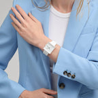 Swatch Square Bioceramic Unisex Watch Casual Bioceramic White Quartz Waterproof What If…Allwhite?