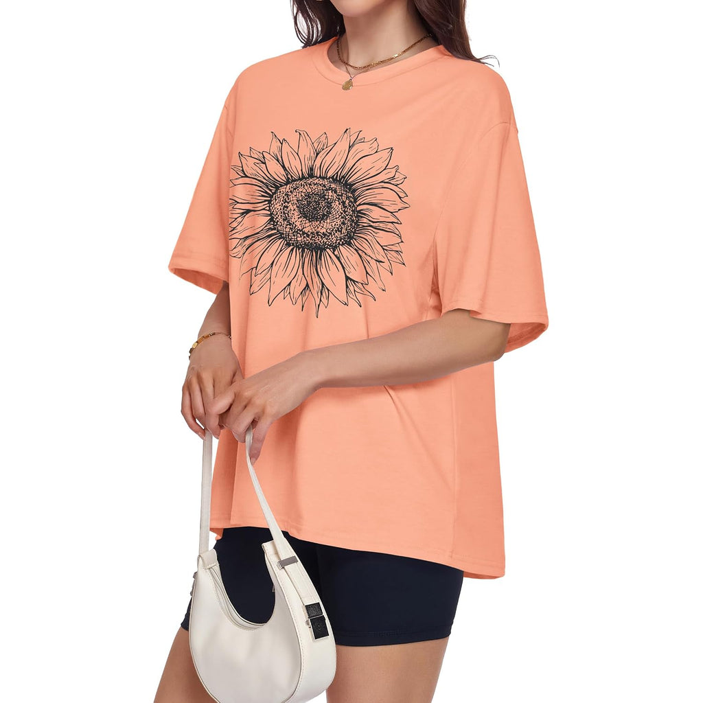 Adorejoy Oversized Tshirts For Women Crewneck Summer Graphic Tees Short Sleeve Loose Basic Tops 2026