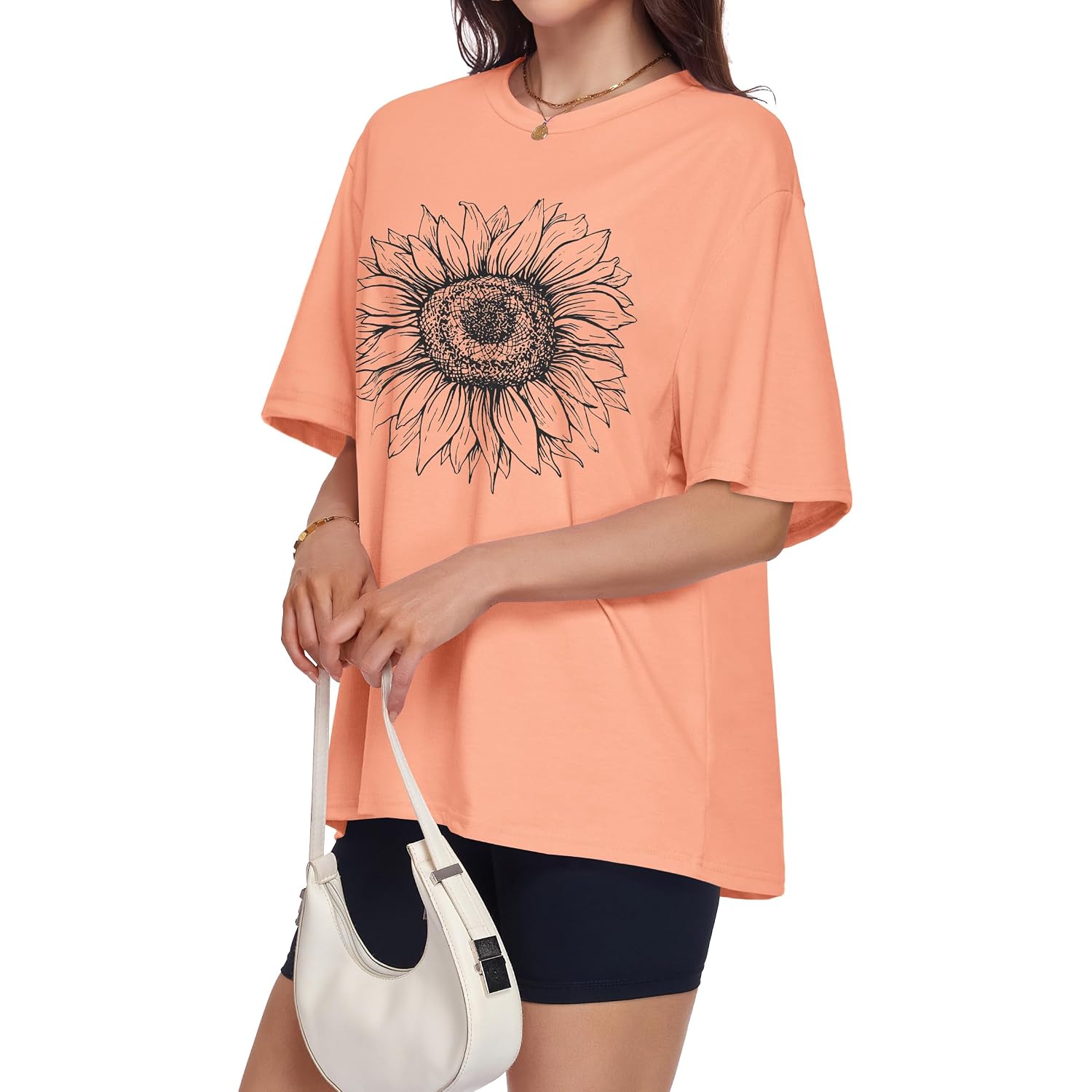 Adorejoy Oversized Tshirts For Women Crewneck Summer Graphic Tees Short Sleeve Loose Basic Tops 2026
