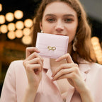 RNIEGA Small Wallets Girls Cute Coquette Bow Wallet Women Aesthetic Credit Card Holder with ID Window, Pink
