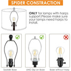 Drum Lamp Shades Set Of 2, 13"X13"X10", Spider Fitter Finials | White Large Replacement Linen Lampshades For Table Lamps, Floor Lamps, Easy Assembly, 13" Top X 13" Bottom X 10" High
