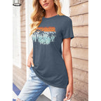 TAKEYAL Women Los Angeles Graphic T Shirts California Letter Print Short Sleeve Tee Loose Casual Tops E Blue 4