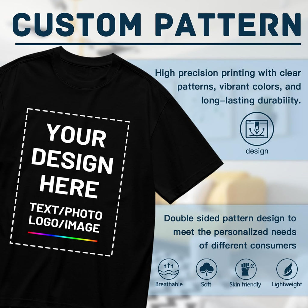 Custom T Shirts For Men Women, Personalized Shirts With Photo Logo Text, Customized T-Shirt Front & Back Print