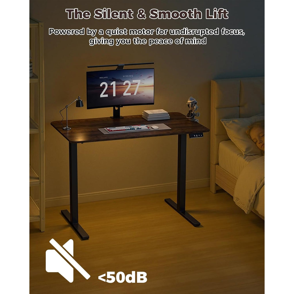 Electric Standing Desk 48" X 24", Height Adjustable 28"-46", Sit Stand Desk With Memory Presets, Smooth & Quiet Motor, Reinforced Frame, Easy Assembly, Ergonomic Home Office Desk