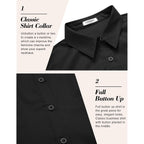 Hotouch Women'S Basic Button Down Shirts 3/4 Sleeve Stretch Button Up Dress Shirt Slim Fit Waitress Work Shirts