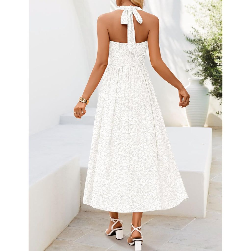 Zesica Women'S Summer Sleeveless Floral Maxi Dresses 2026 Halter Neck Flowy A Line Formal Cocktail Wedding Guest Long Dress