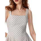 Cider Womens Polka Dot Going Out Dress Cute Summer Date Night Square Neck Sleeveless Mini Dress