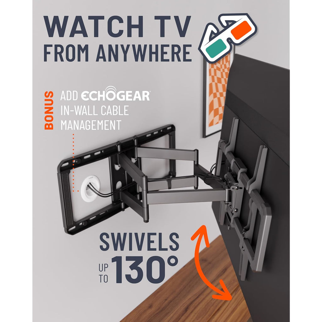 ECHOGEAR MaxMotion TV Wall Mount for Large TVs 42" to 90" - Full Motion Has Smooth Swivel, Tilt, & Extension - Universal Design Works with Samsung, Vizio & More - Includes Hardware & Drill Template