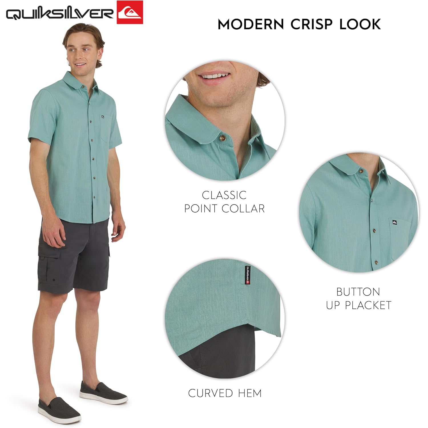 Quiksilver Men'S Regular Fit Premium Cotton Woven Short Sleeve Button Up Casual Shirt