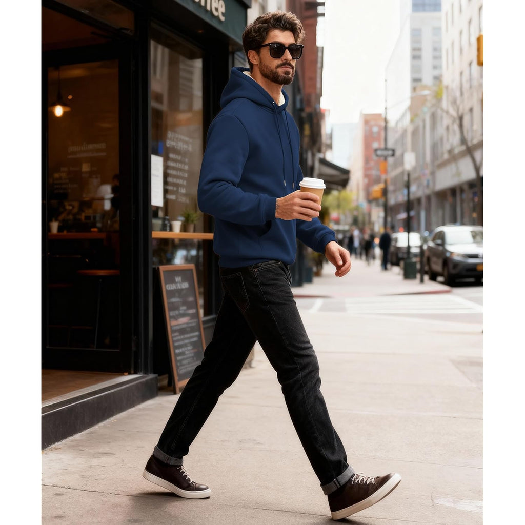 Men'S Sherpa Fleece Lined Hoodie Thick Pullover Hooded Winter Warm Casual Athletic Sweatshirt With Kangaroo Pocket