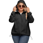 Plus Size Womens Rain Jacket With Hood Waterproof Raincoats Lightweight Packable Outdoor Trench Coat Xl-5Xl
