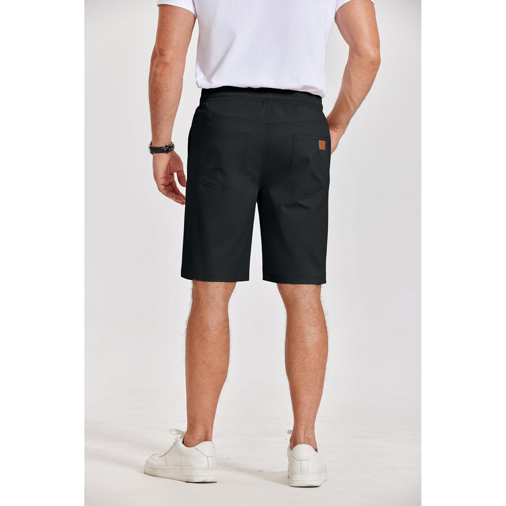 Coofandy Mens Casual Shorts Cotton Elastic Waist Drawstring Shorts Lightweight Summer Beach Shorts