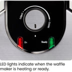 Chefman Rotating Belgian Waffle Maker, 180° Flip Iron w/ Non-Stick Plates, Adjustable Timer, Locking Lid, & Drip Plate, Space Saving Storage, Mess-Free Breakfast, Stainless Steel/Black