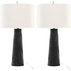 Lumisource Kona 31" Contemporary Polyresin Table Lamp In Matte Black Polyresin, Modern Brass And Natural Linen Shade From Grandview Gallery Set Of 2