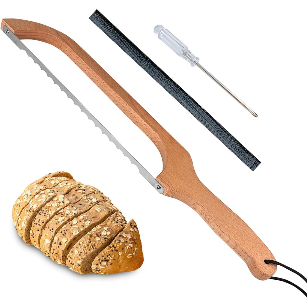 Hottor Sourdough Bread Slicer,16Inch Bread Knife For Homemade Bread,Bread Bow Knife For Sourdough Rounds,Bread Cutter With Protective Cover,Stainless Steel Serrated Bread Knofe