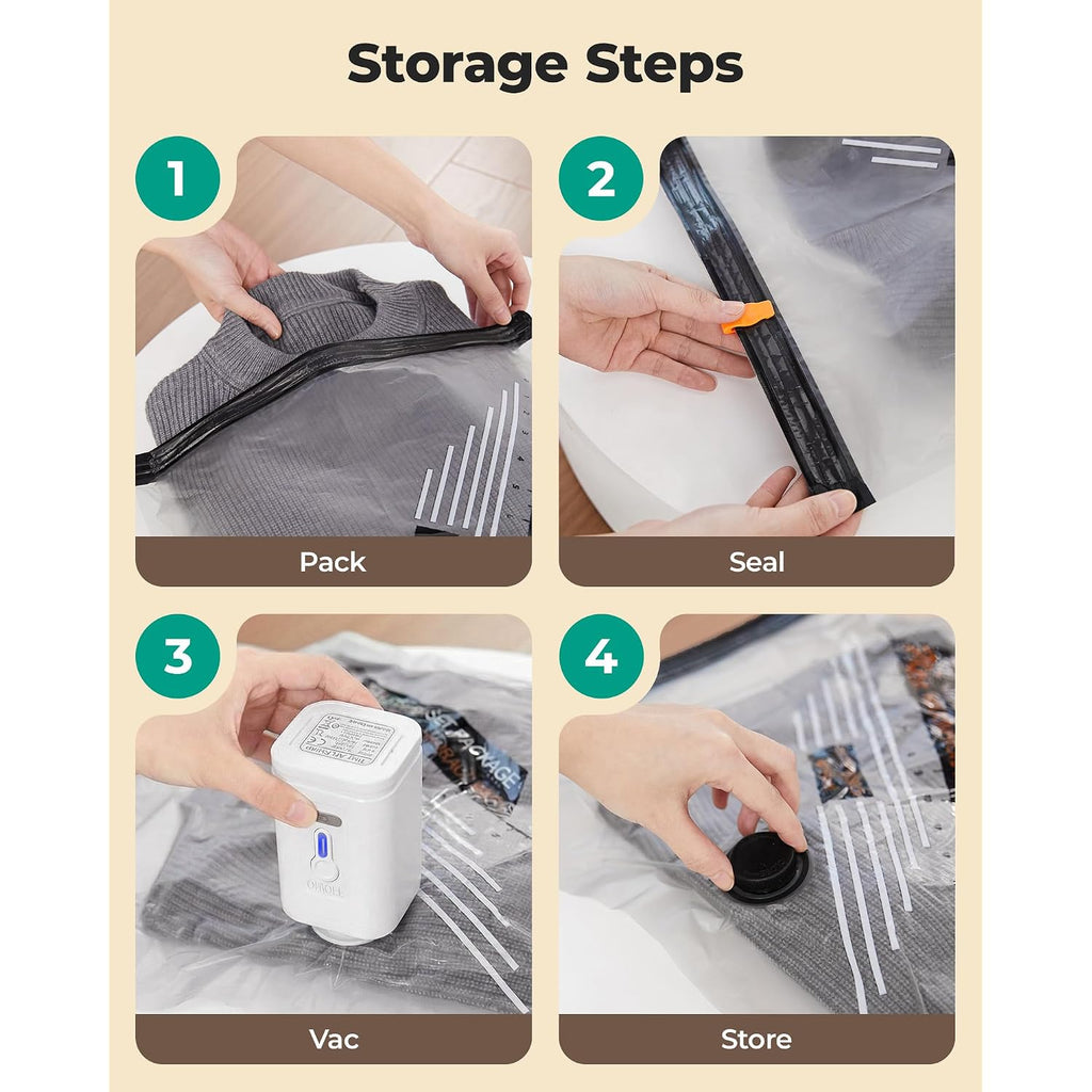 Bagsmart Travel Vacuum Bags For Suitcase & Home, 18 Pack With Wireless Pump | Cordless Pump, Triple-Seal Leak-Proof, 18-Pack 3 Sizes, For Suitcase & Home, With Toiletry Shoe & Laundry Bags