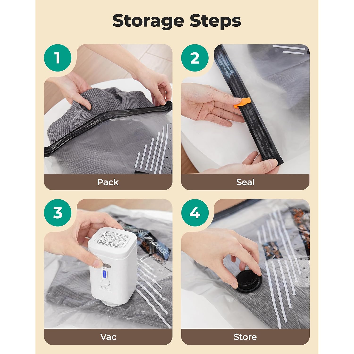 Bagsmart Travel Vacuum Bags For Suitcase & Home, 18 Pack With Wireless Pump | Cordless Pump, Triple-Seal Leak-Proof, 18-Pack 3 Sizes, For Suitcase & Home, With Toiletry Shoe & Laundry Bags