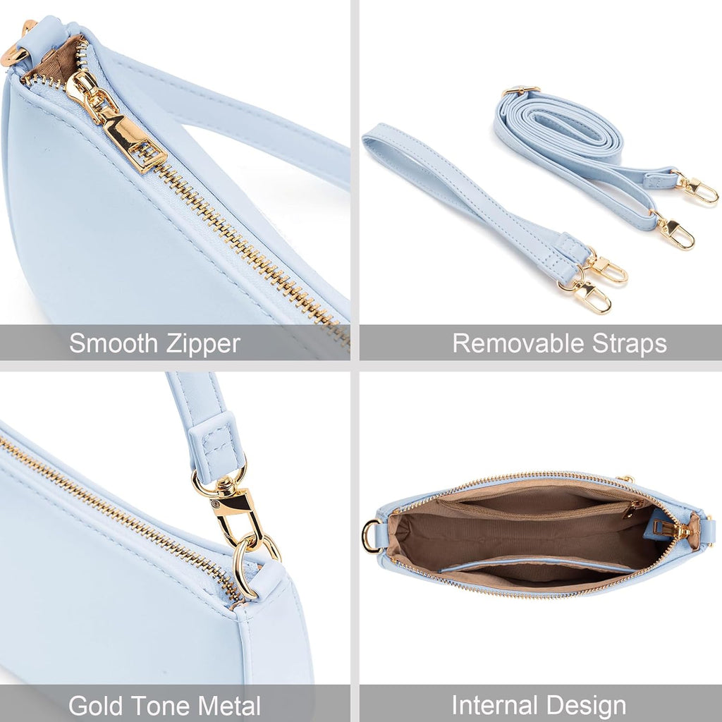 Shoulder Bag for Women Retro Vegan Leather Classic Clutch Tote HandBags Purses with Zipper Closure