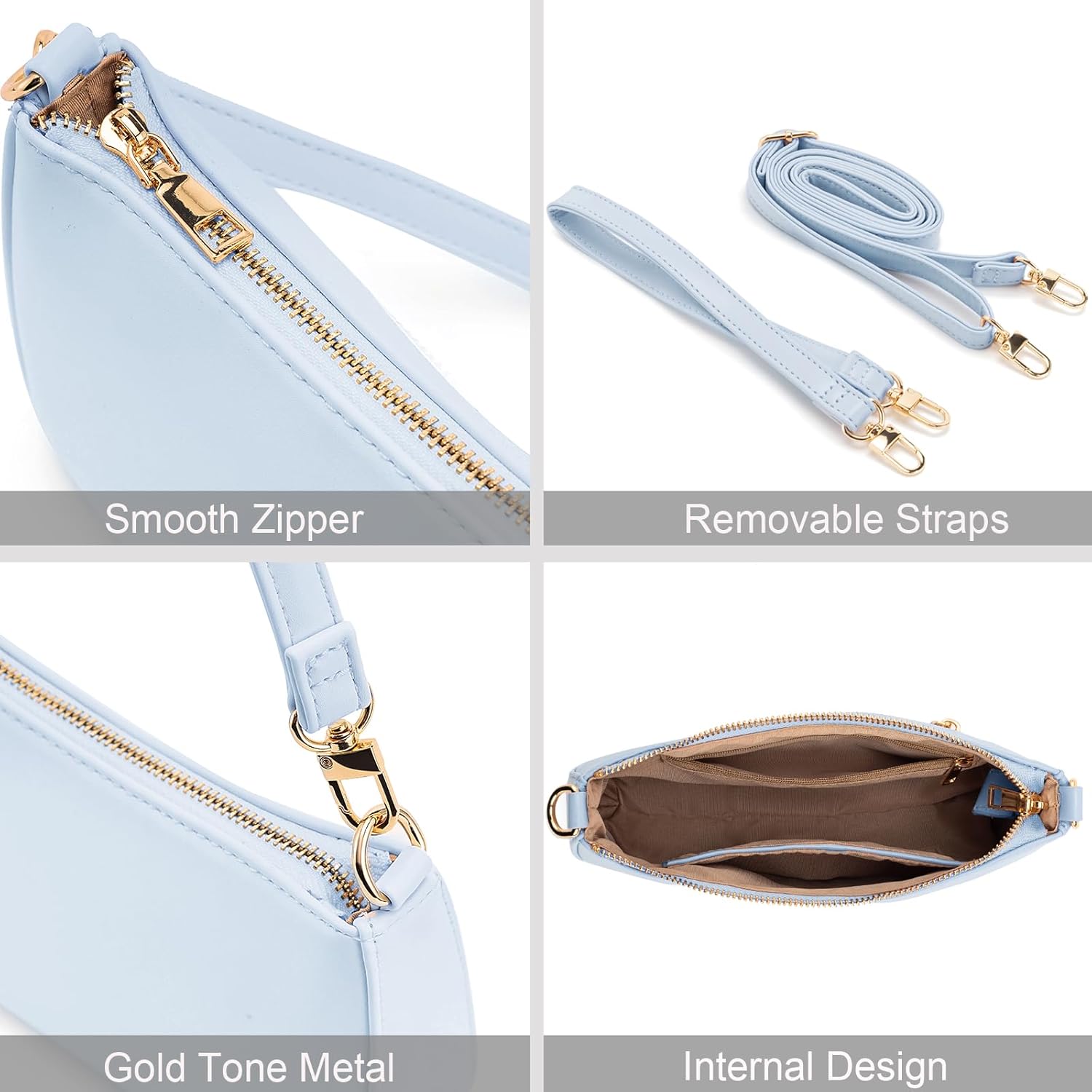 Shoulder Bag for Women Retro Vegan Leather Classic Clutch Tote HandBags Purses with Zipper Closure