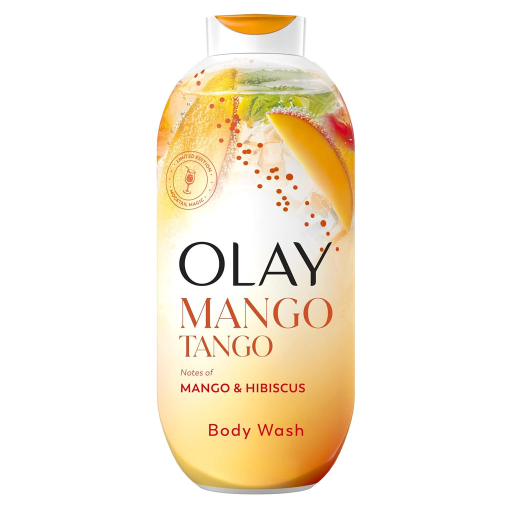 Olay Body Wash For Women, 24/7 Skin-Loving Freshness, Miami Mocktails, Plant Based Cleansers, Vitamin B3 & Antioxidant Blend, For All Skin Types, Mango Tango With Mango & Hibiscus Scent, 22 Fl Oz