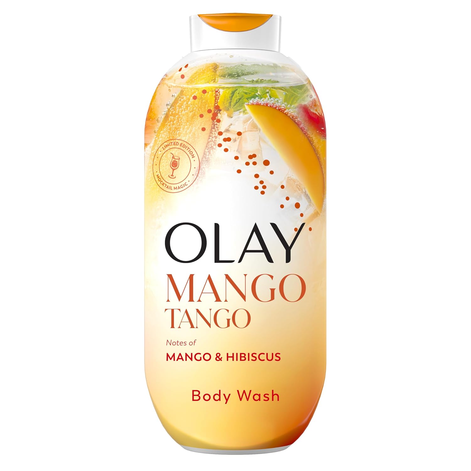 Olay Body Wash For Women, 24/7 Skin-Loving Freshness, Miami Mocktails, Plant Based Cleansers, Vitamin B3 & Antioxidant Blend, For All Skin Types, Mango Tango With Mango & Hibiscus Scent, 22 Fl Oz