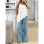 SHENHE Women's Summer Long Camisole Top Asymmetrical Split Hem Spaghetti Strap Cami Tank