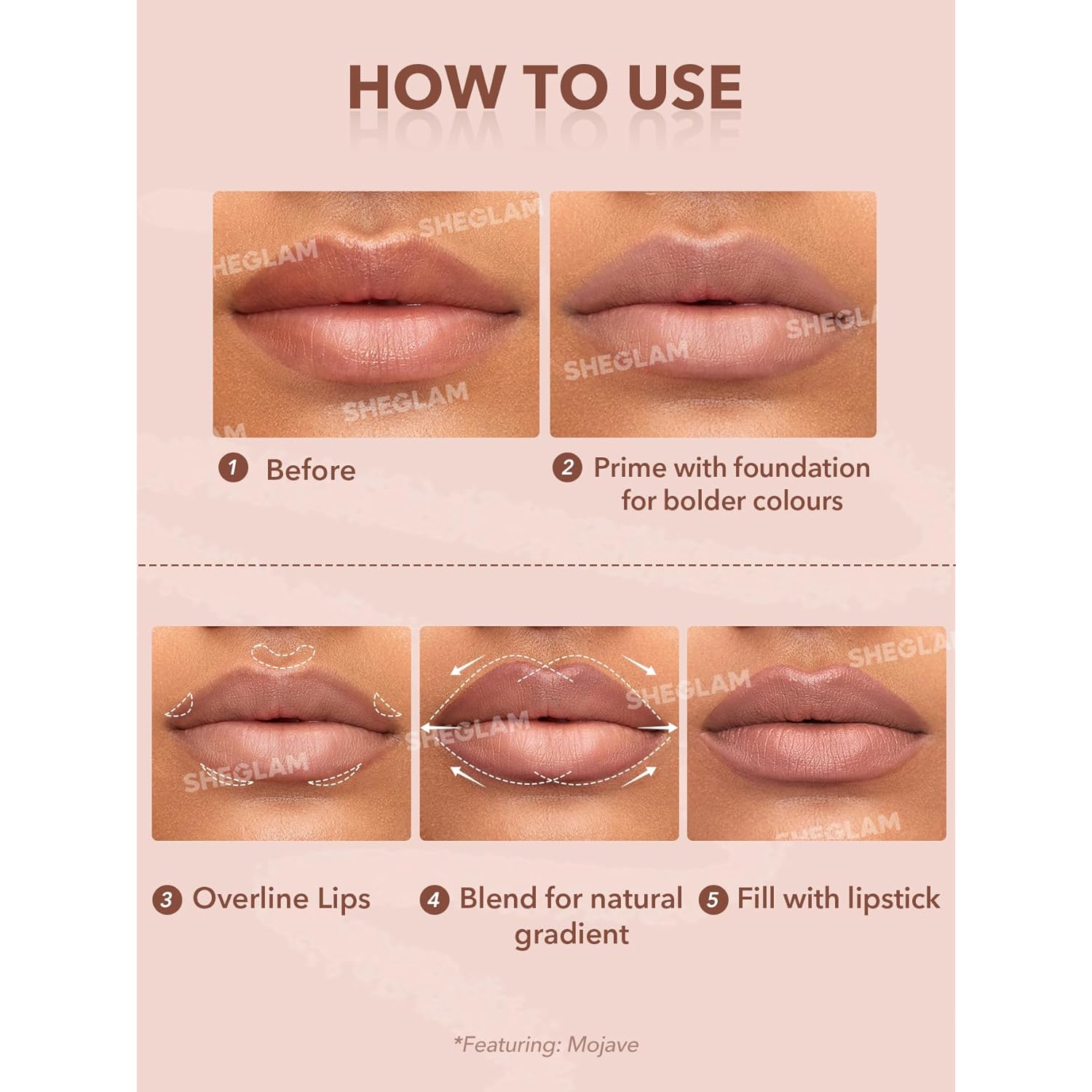 SHEGLAM Lip Liner Creamy Matte Pencil High Pigment Not Easy to Fade Silky Smooth Matte Contour Tint Lip Makeup-Neutral