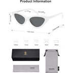 SOJOS Retro Vintage Narrow Cat Eye Sunglasses for Women Clout Goggles Plastic Frame SJ2044 Snow White Frame/Grey Lens