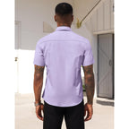Coofandy Men'S Short Sleeve Casual Button Down Shirt Business Untucked Dress Shirts With Pocket