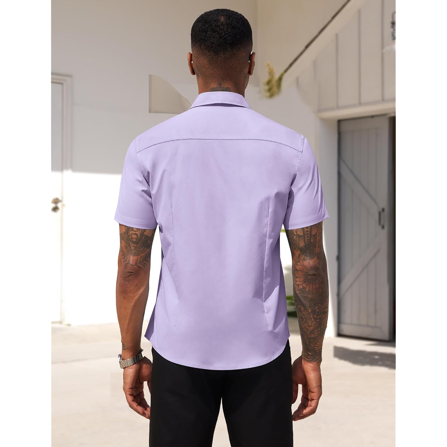 Coofandy Men'S Short Sleeve Casual Button Down Shirt Business Untucked Dress Shirts With Pocket