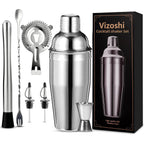 Cocktail Shaker Set Bartender Kit,Professional Bar Set, Martini Shaker, Jigger, Strainer, Mixer Spoon, Muddler, Liquor Pourers Ideal Bar Accessories For Home, Gift For Christmas, Birthday, Beginners