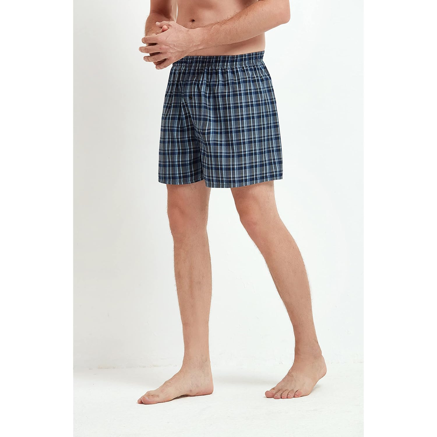 Men'S Underwear Woven Boxers For Men Pack Cotton Boxer Shorts Elastic Waistband