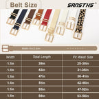 SANSTHS 3 PACK Women Leather Belts for Jeans Pants Dresses Fashion Ladies Waist Belt with Gold Square Buckle